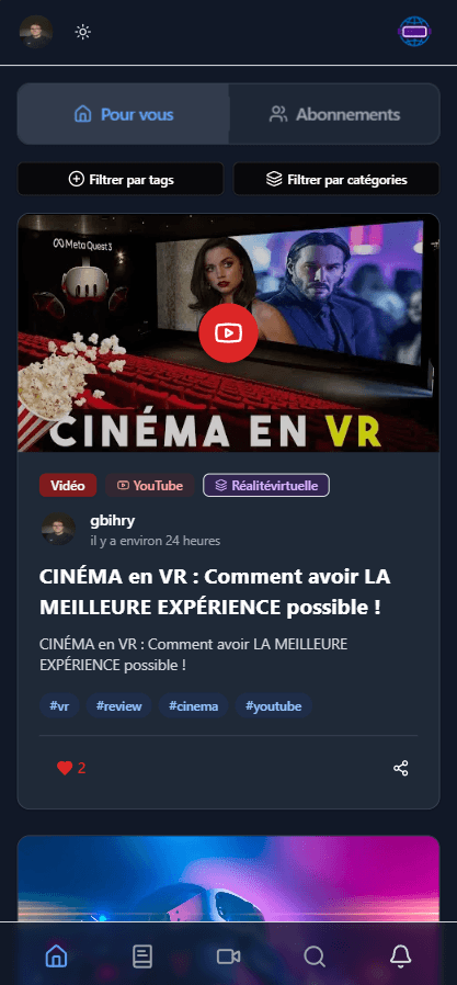 Application mobile - Vue Accueil