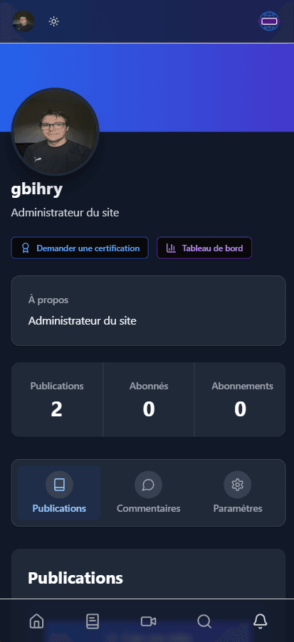 Application mobile - Profil utilisateur